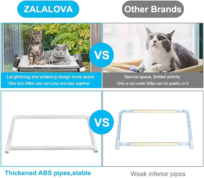 Cat Window Perch, Cat Hammock w/Fleece Blanket, Screw Suction Cups, Grey | Window Bed Holds 2 Large Cats, Sturdy Resting Seat Indoor with One Extra Suction Cup