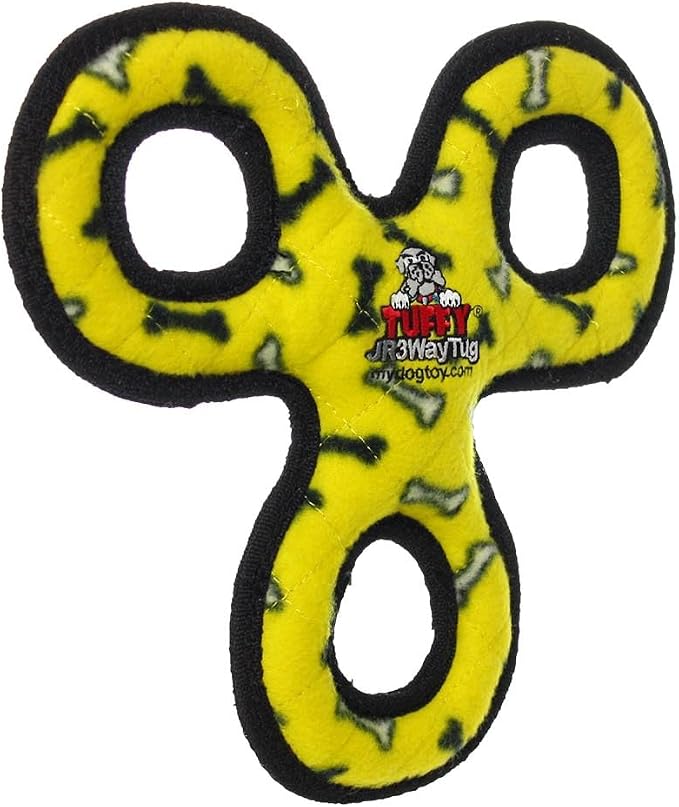 TUFFY® : 2 Pack 3Way Tug Dog Toy: Ultra Durable Plush Toy with Multiple Layers & Reinforced Seams, Washable and Floats, Original Construction