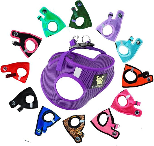 EcoBark Step in Dog Harness - Eco-Friendly Dog Harnesses for for Small & Medium Breed Dogs - Reflective and Adjustable Chest Body Halter Vest -Soft Luxurious Mesh (Purple, XL)