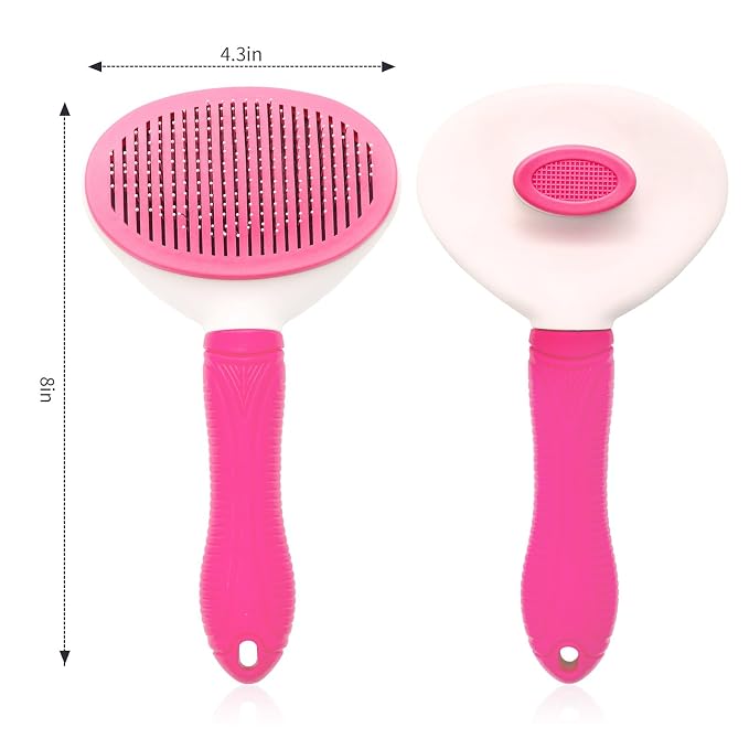 Aogeili Self-Clean Slicker Brush, Deshedding Comb for Dogs Cats Rabbits | One-Click Release Removes Loose Undercoat, Mats & Tangles, for Long & Short Hair Shedding Pets