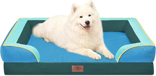 Comfort Expression Orthopedic Dog Beds for Large Sized Dog with Bolster | Waterproof Dog Couch Bed with Washable Cover & Non-Slip Bottom, Supportive Egg Crate Foam Large Pet Bed, 36x27 Inch