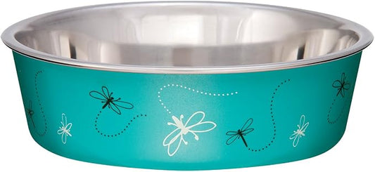 Loving Pets Bella Dog Bowls- Stainless Steel Dog & Cat Bowls - Spill Proof Dog Food Bowl, Cat Bowl, Puppy Essentials & Pet Supplies Great for Home & Travel (Medium 20-35 lbs, Dragonfly)