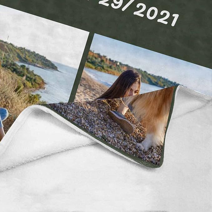 InterestPrint Dog Custom Picture Blanket- Personalized Dog Blanket Throws with Photo & Name for Dogs, Cats, Pets as Customized Gifts 4 Collages