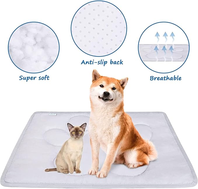 Dog Crate Pad(30"x 48"), Crate Mat with Anti-Slip Bottom | Dog Mats for Sleeping, Breathable Kennel Pad, Dark Colored to Hide Stains, Grey