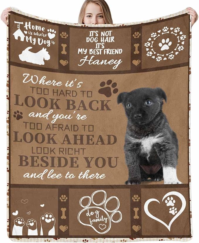 Artsadd Personalized Blanket with Picture in Memory of Dog Custom Photo Blanket Memorial Pet Loss Sympathy Gift