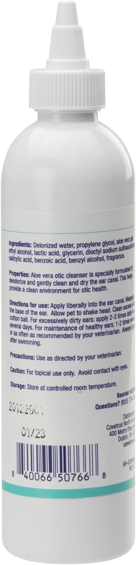 Aloe Otic Ear Cleaning Solution for Dogs & Cats, Gentle Routine Ear Cleanser with Aloe Vera, Helps Remove Wax & Dry Ears, 8 oz