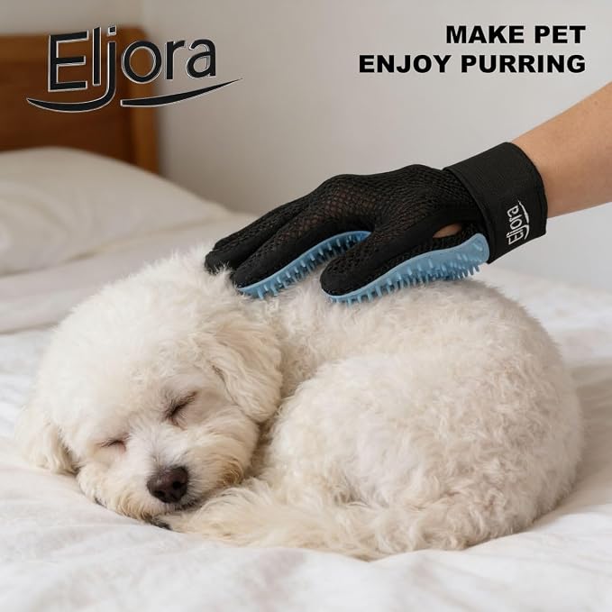 Pet Grooming Gloves (Pair – Left & Right) – 260 Silicone Tips, Dog & Cat Hair Remover, Deshedding & Massage Glove for Long & Short Hair Pets
