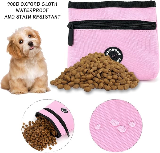 Dog Treat Pouch with Pet Training Clicker, Detachable Dog Puppy Training Treat Bag, 900D Oxford Cloth Magnetic Closure Small Dog Walking Bag for Travel or Outdoor Use