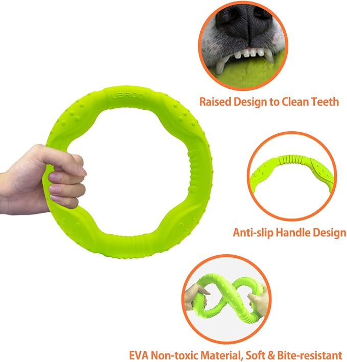 LaRoo Dog Flying Ring Toys, Floating Flying Disc Toys, Summer Pet Training Outdoor Durable Chew Toys for Medium and Large Dogs (Medium Green/22cm)