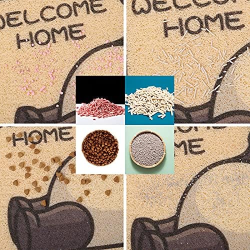 Cute Cat Litter Trapping Mat 24”x16”, Traps Mess from Litter Box and Pet Food Bowl, Soft on Kitty Paws, Easy Clean, Anti Slip, Pet Accessories, Door Floor mats - Lazy Panda