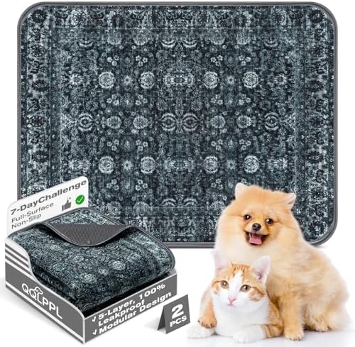 Washable Reusable Dog Pee Pads for Cats 2 Pack Waterproof Non-Slip