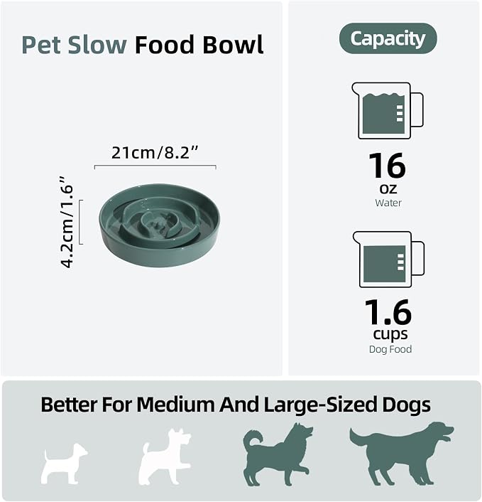 Havniva Ceramic Slow Feeder Dog Bowls, 1.6 Cups Dog Bowl Slow Feeding for Medium Breed, 8.2inch Puzzle Dog Food Bowl Slow Feeder Non-Slip Anti-Gulping and Anti-Choking Reduces Bloating