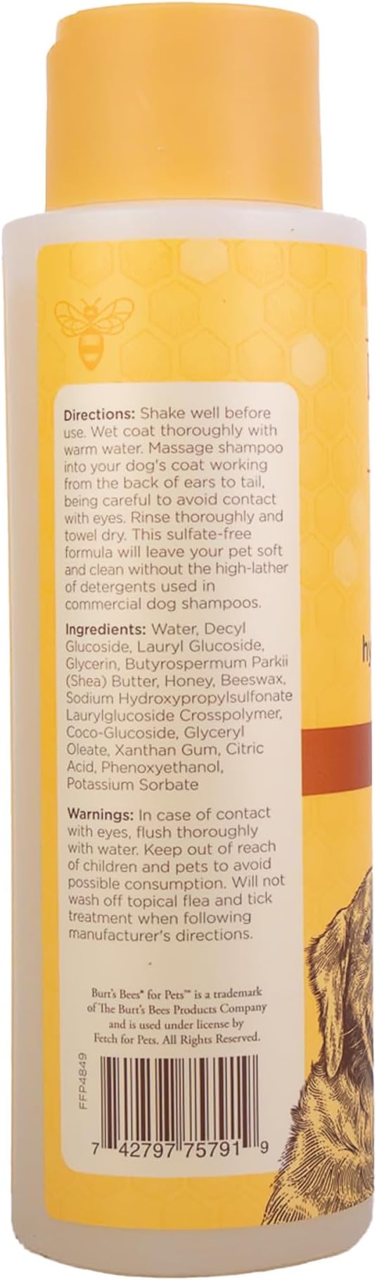 Burts Bees for Pets Hypoallergenic Dog Shampoo, 16 Fl Oz, 6-Pack | Suitable for dogs with allergies, fragrance-free formula, 95% natural origin, sensitive skin and coat