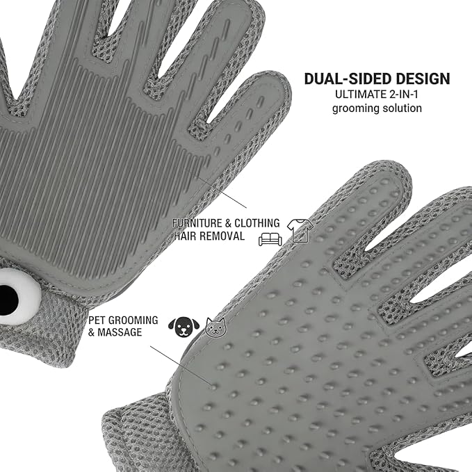 MEUOMIW - Pet Hair Remover Glove for Dogs & Cats - Deshedding Mitt & Grooming Brush - Gentle Massage Tool for Shedding Pets with Short or Long Fur - Bath Brush for Efficient Cleaning (one piece)