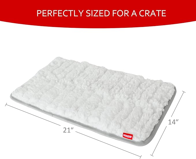 Dog Bed Crate Mat(21" X 14"), Soft Plush Dog Bed Crate Pad | Machine Washable Crate Pad, Sleeping Mat with Anti Slip Bottom