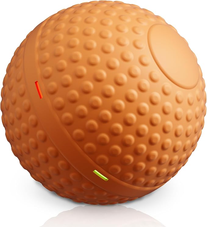 SNOYWEN Smart Interactive Dog Toy, Automatic Moving Bouncing Rolling Ball, Food-Grade Rubber Material IPX7 Waterproof Active Ball for Medium and Large Dogs (Orange)