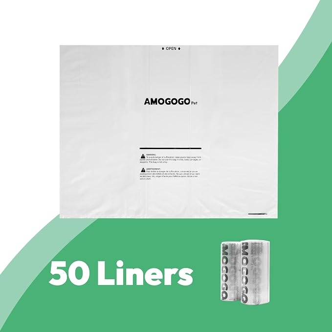 Waste Bags, Compatible with Litter Robot 4/5/3, 50 Pack Liners for Self Cleaning Litter Box, 9-11 Gallon Capacity, Pre-Separated, Transparent, Replacement Cat Litter Bags