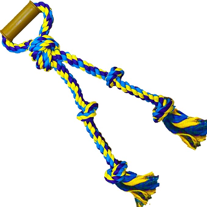 Large Dog Rope Toys for Aggressive Chewers - Pitbull Tug of War, Heavy Duty, Outdoor, Medium to Large Breed Dog Chew Rope with Handle