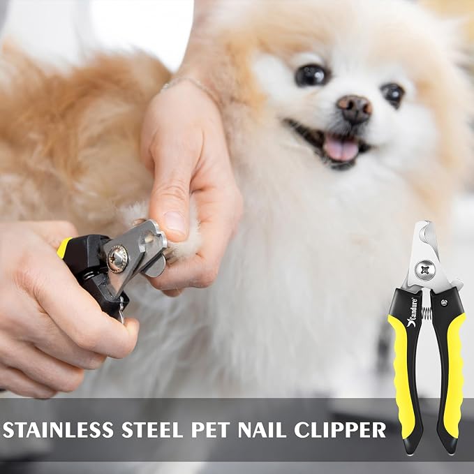 Candure Dog Nail Clippers for Pet Grooming - Professional Cat Nail Trimmers Suitable for Small to Medium Breeds with a Safety Guard & Nail File | Pet Nail Clipper