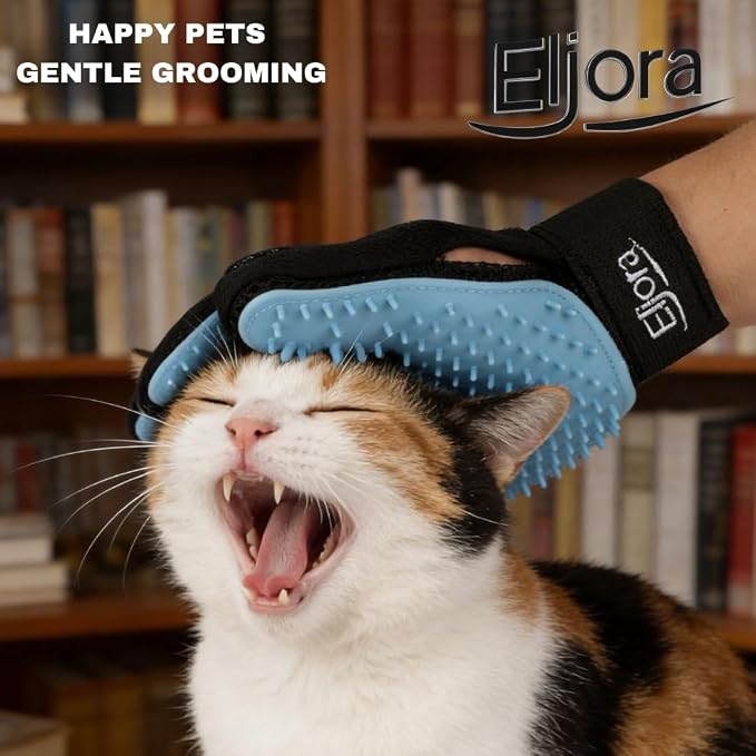 Pet Grooming Gloves (Pair – Left & Right) – 260 Silicone Tips, Dog & Cat Hair Remover, Deshedding & Massage Glove for Long & Short Hair Pets