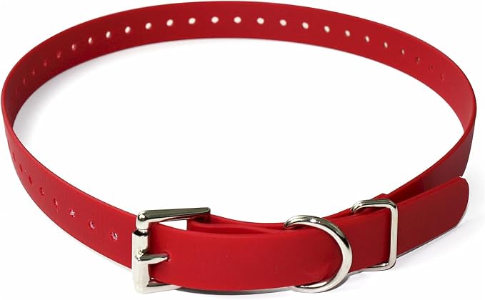 E-Collar Educator 3/4" Biothane Dog Collar Strap, Red | Waterproof Biothane, Metal Buckle & D-Ring, Adjustable 33", Fits Compatible Educator 3/4" Receivers