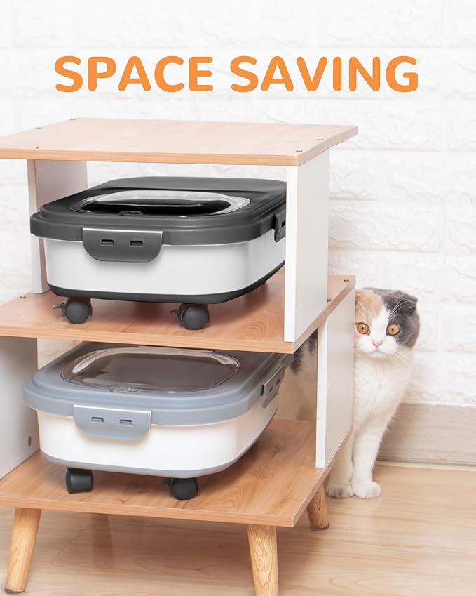 20-23 Lbs Dog Food Storage Container Airtight,Collapsible Pet Food Storage | Dog Food Container with Double Airtight Seal & Magnetic Lid,Cat Food Container with Wheels for Easy Moving,Small Jar,Scoop