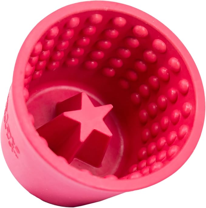 LICKIMAT Yoggie Pot – Distraction, Fun and Enrichment. Long Lasting Rubber Licking Treat Dispenser for All Dog Sizes and Slow Feeder for Small Dogs - Pink