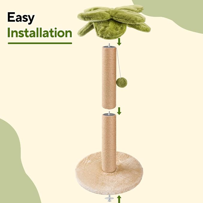 LIFLIX Cat Scratching Post Palm Tree Shape, Sturdy 34 inches Tall Sisal Scratching Post, Cute Cat Scratching Post for Indoor Cats (Upgraded)