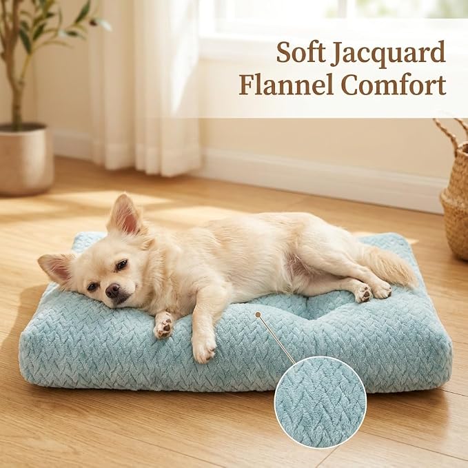 Small Dog Bed for Crate,22 Inch Washable Dog Crate Pad for Dog Cages,Soft Jacquard Flannel Puppy Kennel Bed with Anti-Slip Bottom,Fluffy Dog Mat for Small Dogs,Sage Green