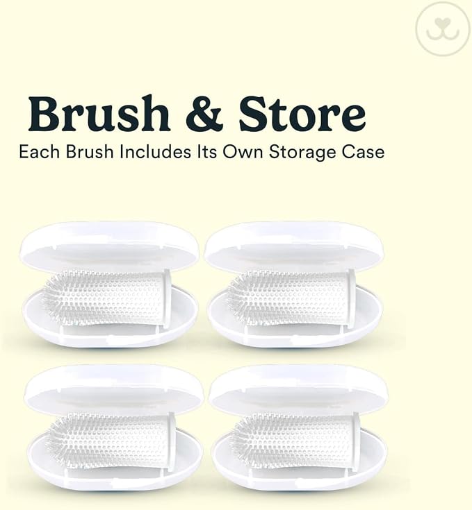 Jasper Dog Toothbrush, 360 Dog Tooth Brushing Kit, Finger Toothbrush, Cat Tooth Brush, Teeth Cleaning, Pet Tooth Brush for Small & Large Pets, Pet Toothpaste Not Included, 4-Pack Clear