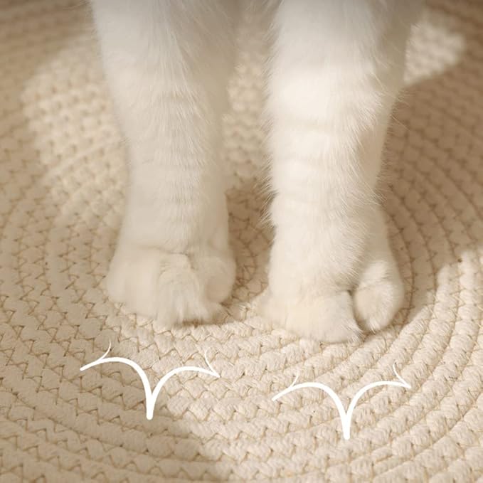 Handwoven Cotton Rope Cat Bed - Breathable & Easy to Clean, Foldable Scratchable Hammock with Cat Ear Design, with a Playing Ball for Kittens - Large Brown