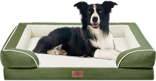 Comfort Expression Orthopedic Dog Beds for Large Sized Dog with Bolster | Waterproof Dog Couch Bed with Washable Cover & Non-Slip Bottom, Supportive Egg Crate Foam Large Pet Bed, 36x27 Inch
