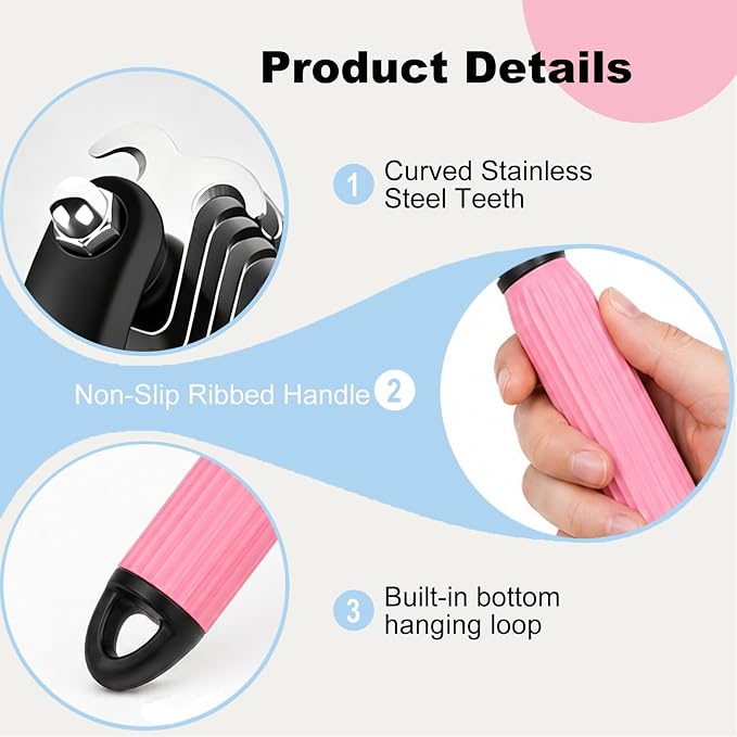 2 Pack Dog & Cat Brush for Shedding, 2-in-1 Undercoat Rake & Dematting Comb | Blue and pink double-sided grooming brushes for tangles, mats and loose undercoat on long, thick or double coats
