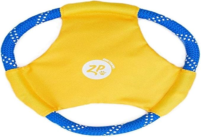 ZippyPaws Rope Gliderz - Durable Outdoor Dog Frisbee Toy, Soft Pet Flying Disc for Beach & Pool, Interactive Frisbee for Fetching, Made of Tough Mountain Climbing Rope - Yellow