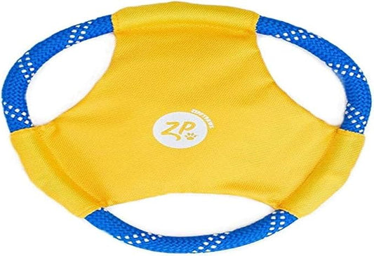 ZippyPaws Rope Gliderz - Durable Outdoor Dog Frisbee Toy, Soft Pet Flying Disc for Beach & Pool, Interactive Frisbee for Fetching, Made of Tough Mountain Climbing Rope - Yellow