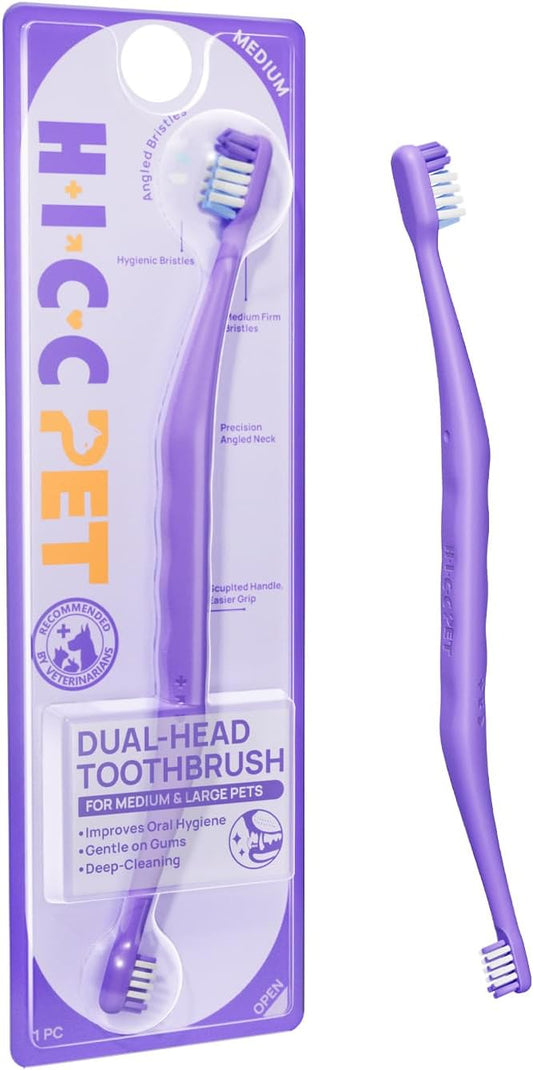 HICC PET Toothbrush for Dogs & Large Cats, Ergonomic Pet Toothbrush for Easy Teeth Cleaning,Gentle on Gums, Cat & Dog Oral Care – Toothpaste Not Included
