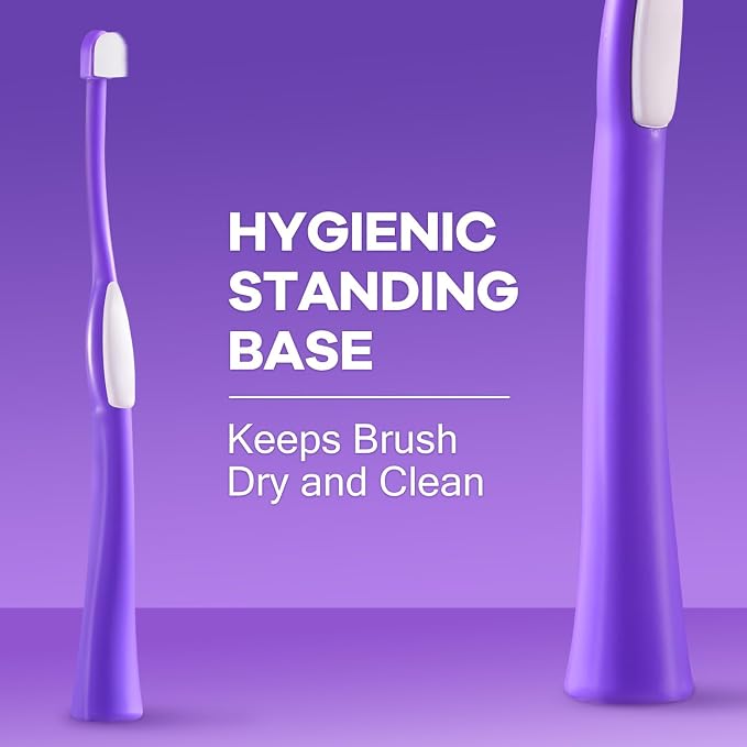 Zero-Pressure Pet Toothbrush for Cats & Small Dogs, Purple | Gentle Gum Comfort. Hygienic Standing Base. Soft Brushing Feel. Easy Daily Routine for Delicate Mouths.