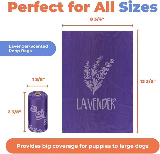 Best Pet Supplies Dog Poop Bags for Waste Refuse Cleanup, Doggy Roll Replacements for Outdoor Puppy Walking and Travel, Leak Proof and Tear Resistant, Thick Plastic - Purple (Scented), 240 Bags