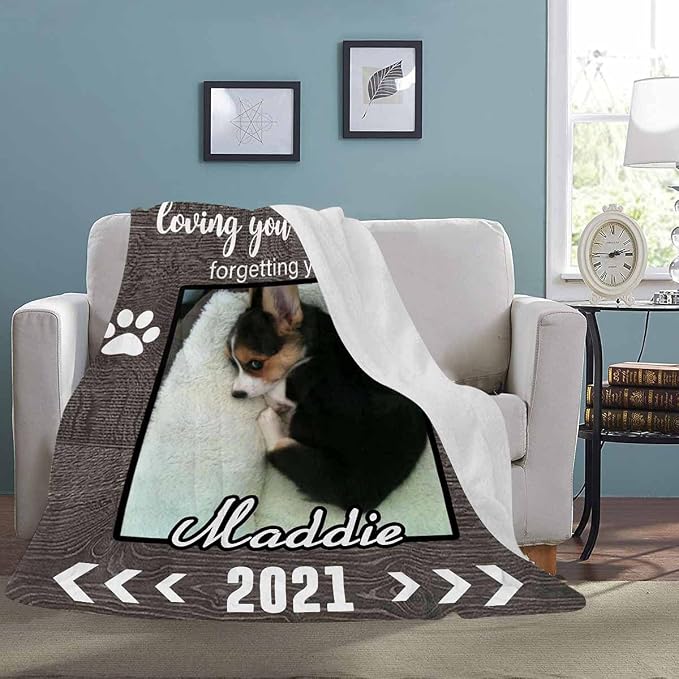 Custom Photo Blanket Best Memorial for Your Pets - Personalized Cozy Fleece Throws Blanket with Picture Upload for Dogs Cats Family Friends