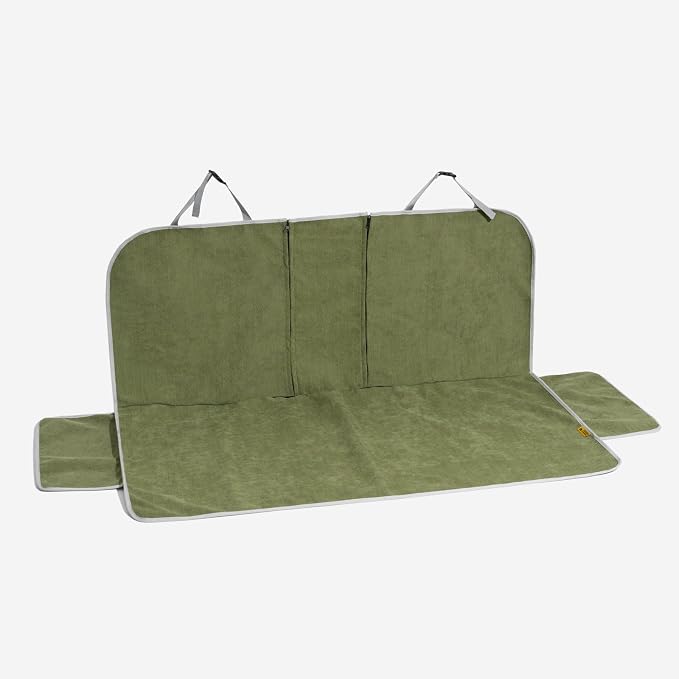 FUNNY FUZZY Dog Car Seat Cover for Back Seat, Back Seat Pet Cover for Dogs Waterproof, Scratchproof Dog Backseat Cover, Non-Slip Bench Car Seat Protector, Universal Fit Most Cars, SUVs, Trucks, Green