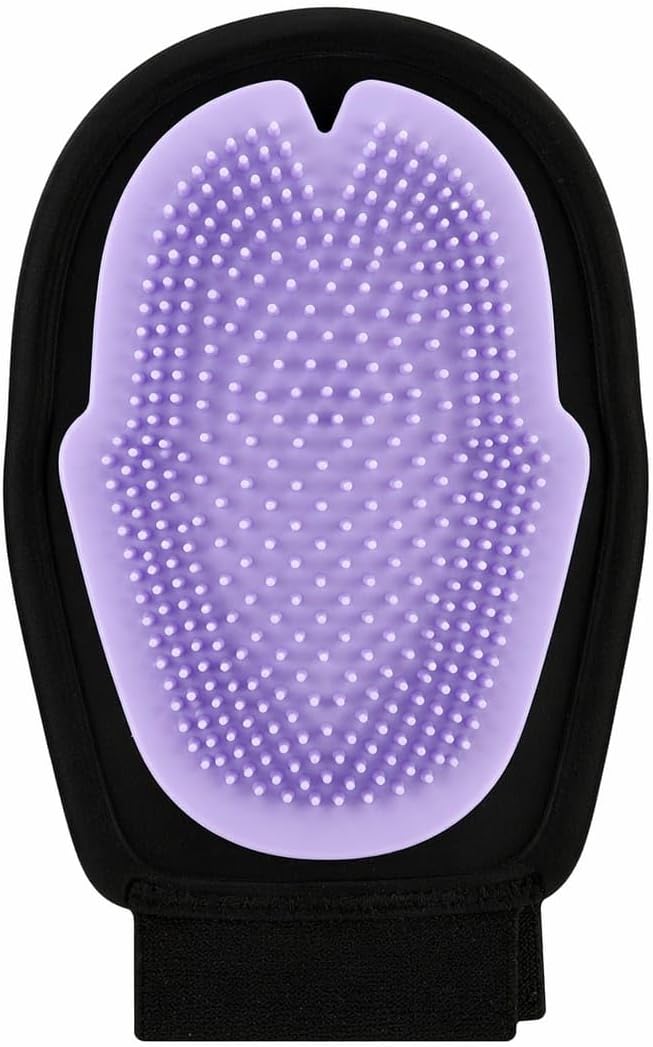 Pet Grooming Gloves for Dogs & Cats – Double Sided Deshedding Glove, Hair Remover & Massage Brush for Shedding Fur (Lavender)