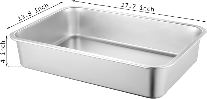 Stainless Steel Cat Litter Box, 17.7"×13.8"×4" Metal Litter Pan, Small Litter Box for Little Cats Kittens, Easy Cleaning