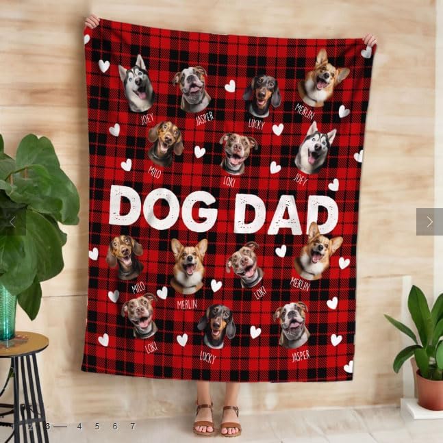 Pamaheart Custom Dog Face Blankets, Personalized Pet Photo Blanket, Fleece Dog Blankets, Customized Photo Throws, Dogs Dad Gifts, Pet Lover Gifts, Memorial Gift /26