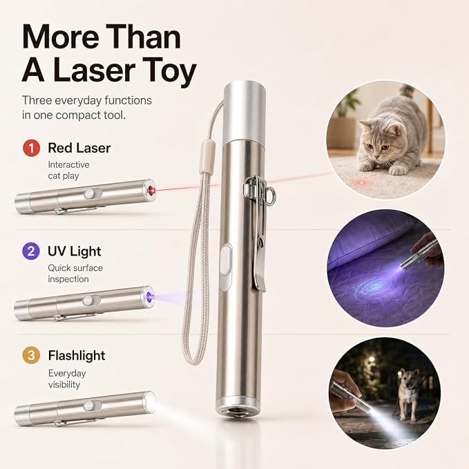 LBingbrother 2 Pack Cat Toys, USB Rechargeable Kitten Toy, 3 Light Modes, Portable Interactive Pet Dog Cat Mouse Toy for Fun Chase Play Exercise | Interactive Cat Toy, USB Rechargeable, Portable, 2-Pack, Indoor Exercise, Metal Body, 3 Light Modes