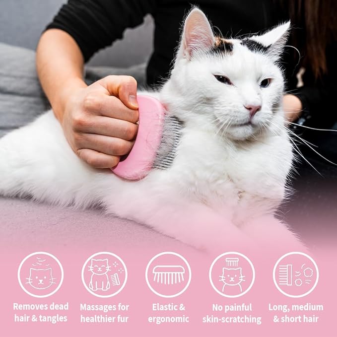 Leo's Paw The Original Pet Hair Removal Massaging Shell Comb | Soft Deshedding Brush Grooming and Shedding Matted Fur Remover Dematting tool for Long and Short Hair Cat Dog Puppy Bunny