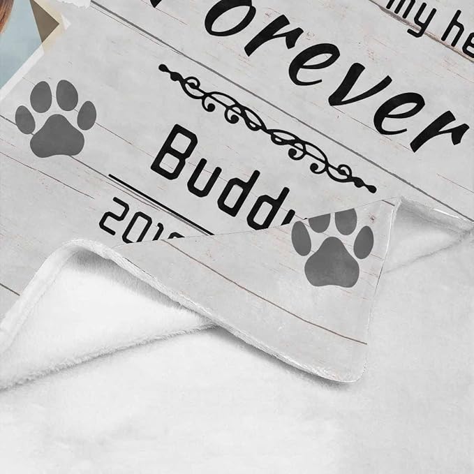 Artsadd Pet Dog Memorial Gifts Personalized Blanket with Photos and Name-in Loving Memory Gifts for Loved Ones Lost-Custom Remembrance Gifts Blankets for Pets Lover-Gray