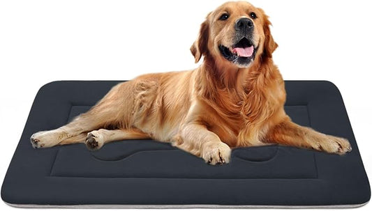 Large Dog Bed Soft Dog Crate Pad Mat, 42 in Non-Slip Bottom Washable Dog Sleeping Mattress Pet Beds Cat Bed Kennel Pad, Dark Blue Gray