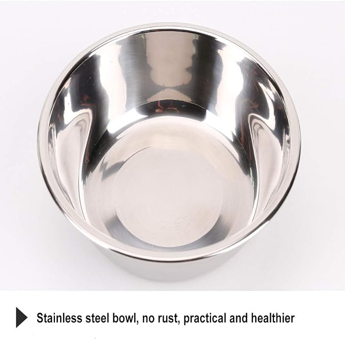 Tineer Double Pet Dog Slow Feeder Bowl,Stainless Steel Anti-Choke Puppy Food and Water Feeder for Dog Cats (White)