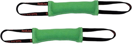Redline K9 Bundle of 2 French Linen Dog Tug Toys (3" x 10") 2 Handles (Green)