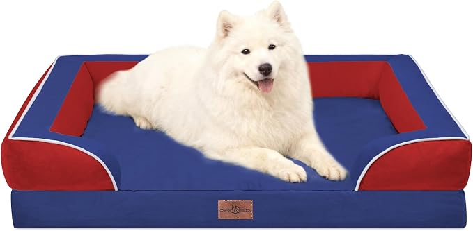 Comfort Expression Orthopedic Dog Beds for Large Sized Dog with Bolster | Waterproof Dog Couch Bed with Washable Cover & Non-Slip Bottom, Supportive Egg Crate Foam Large Pet Bed, 36x27 Inch